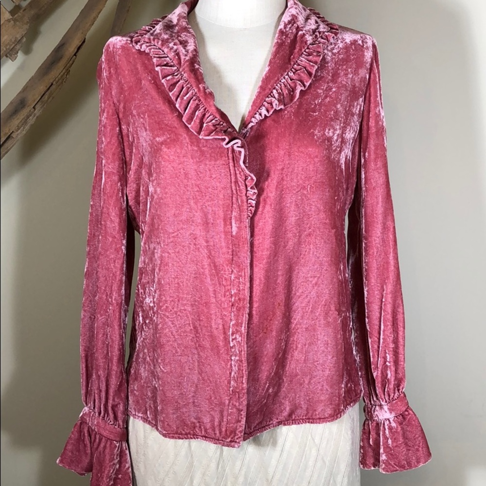 Women’s rose-colored crushed velvet shirt size 8
